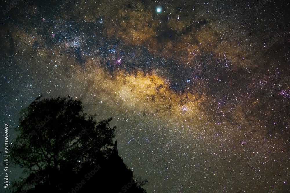 The center of the Milky Way, overlooking Lagoon Nebula, Trifid Nebula.