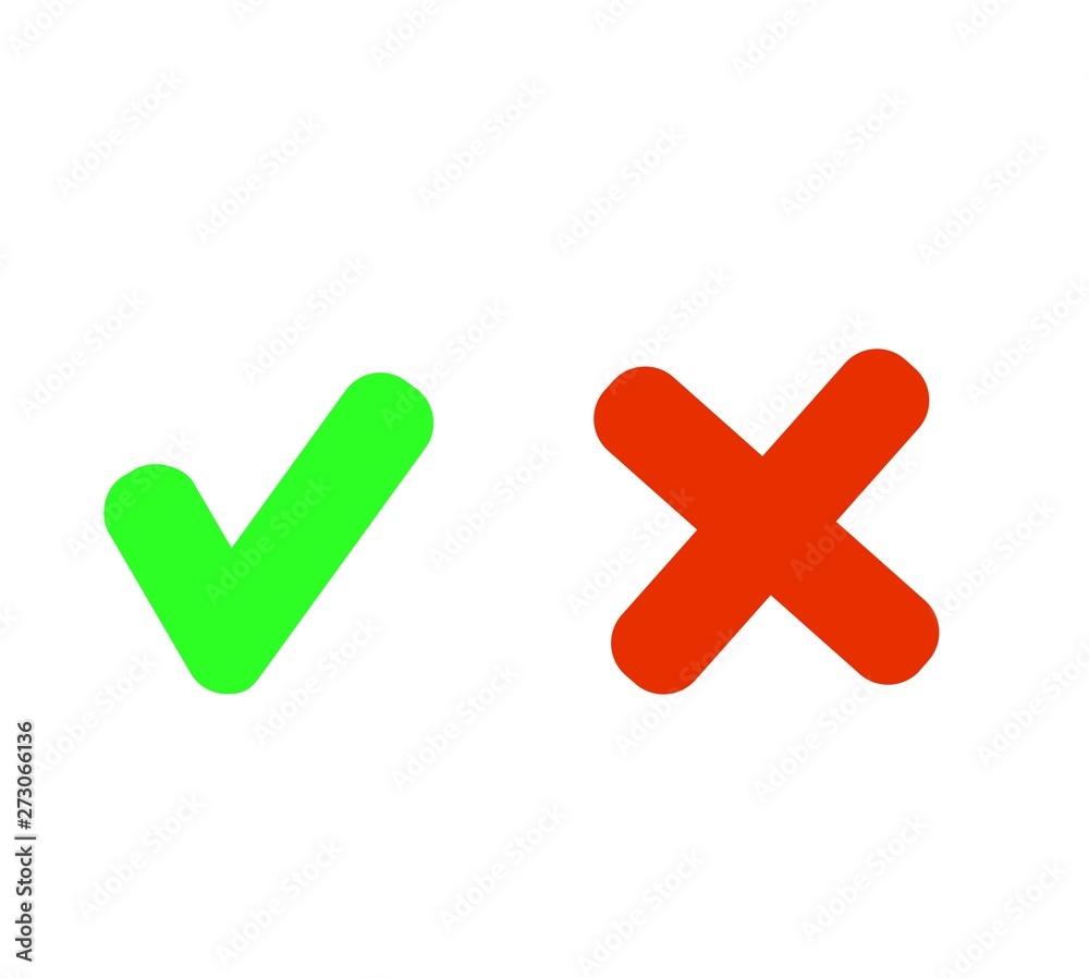 Set check mark and cross in circle.Vector illustration . Set check mark and cross in circle.Vector illustration .