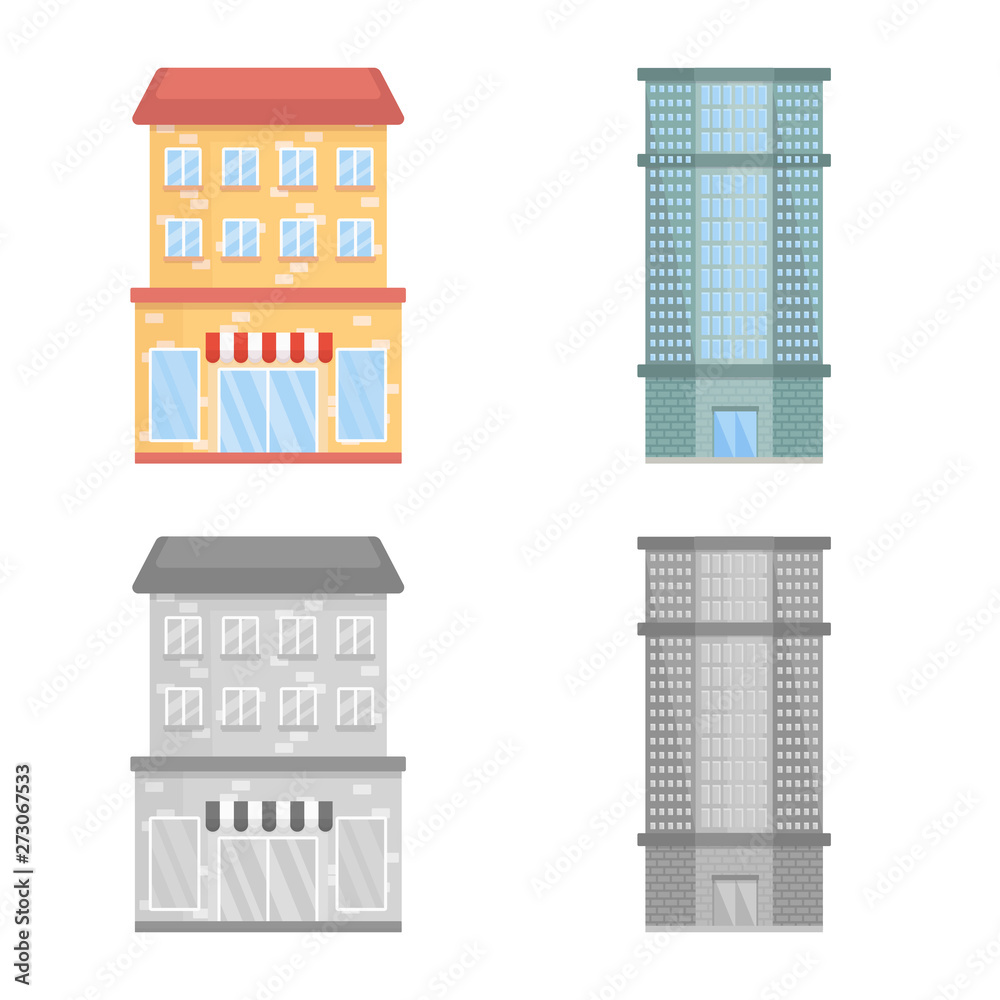 Vector design of municipal and center symbol. Collection of municipal and estate   stock vector illustration.