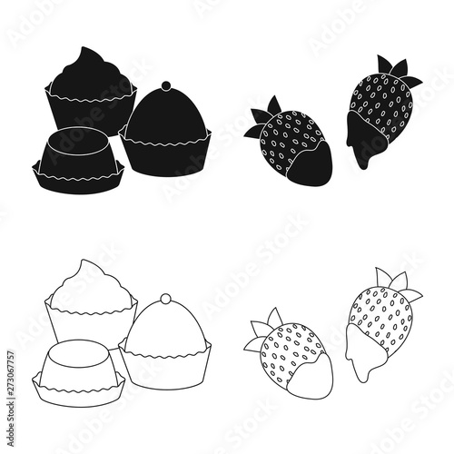 Vector illustration of food and yummy icon. Collection of food and brown   vector icon for stock.