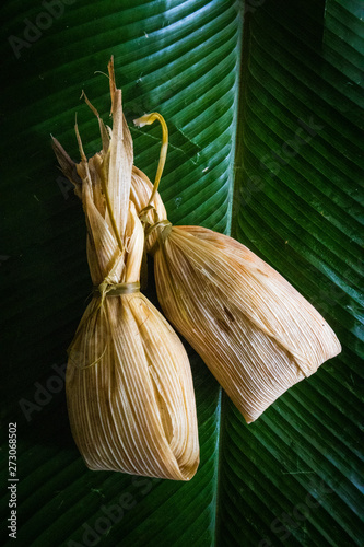 Chuchitos (Guatemalan Tamales) Filled with Pork and Wrapped in Corn Husk