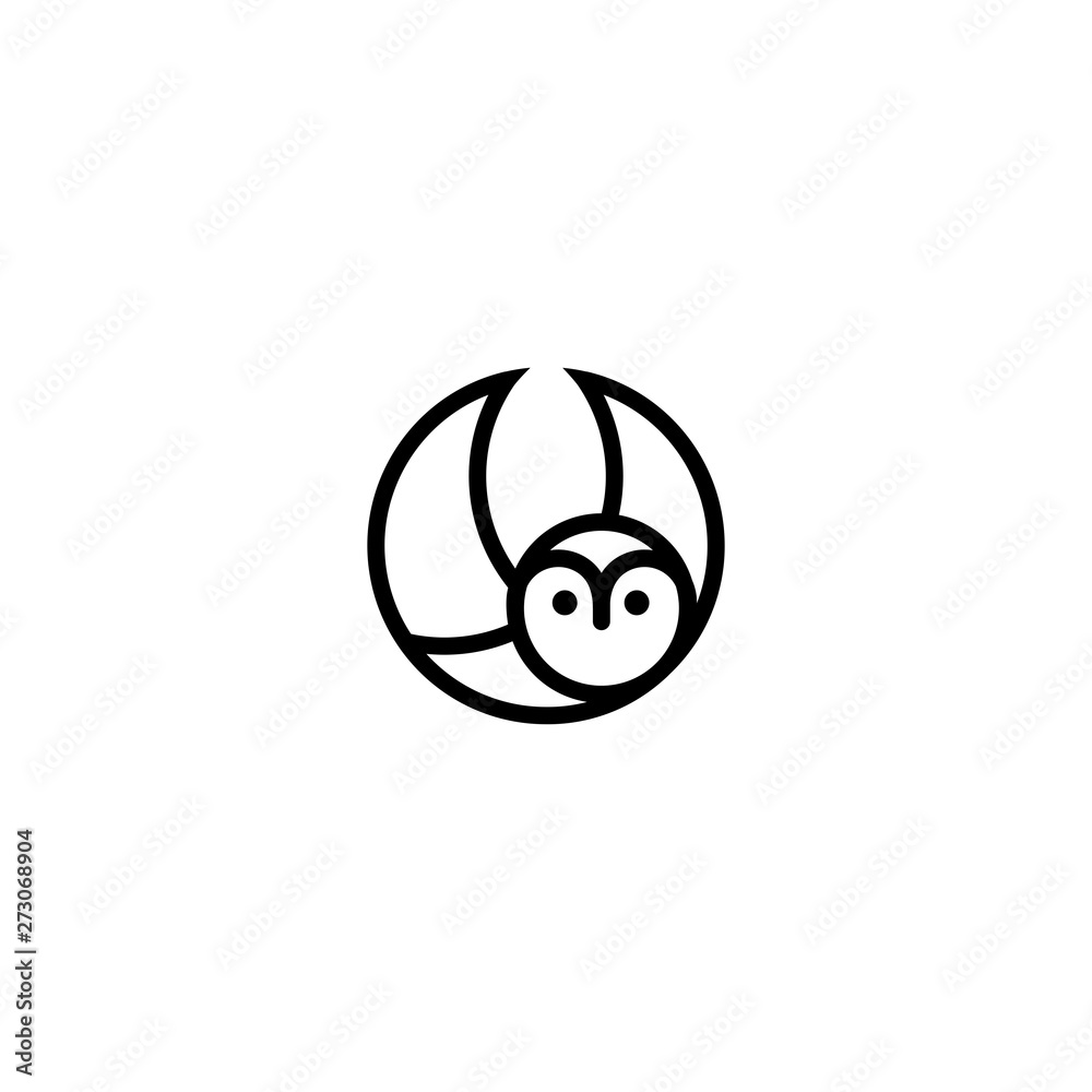 owl bird logo circle illustration line art style vector graphic download <span>plik: #273068904 | autor: wollawz</span>