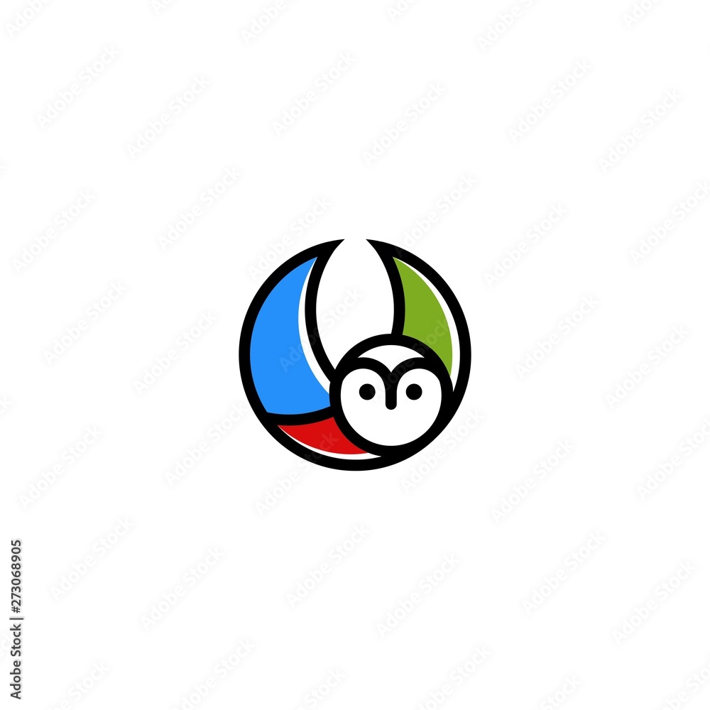 Naklejka sowa ptak logo koło ilustracja linia sztuka styl wektor grafika do pobrania
