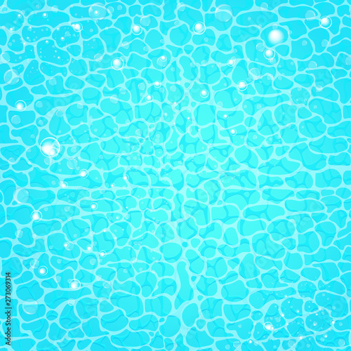 turquoise water surface in swimming pool. Perfect vector background for summer poster or beach party flyer with azure top view ocean water.