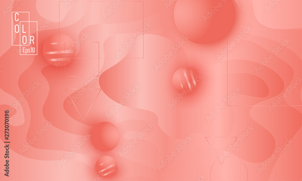 Obraz premium Coral color background. Fluid shapes pattern.