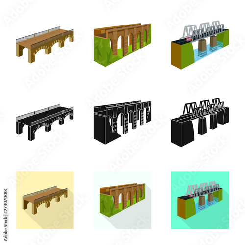 Vector illustration of connection and design icon. Set of connection and side stock symbol for web.