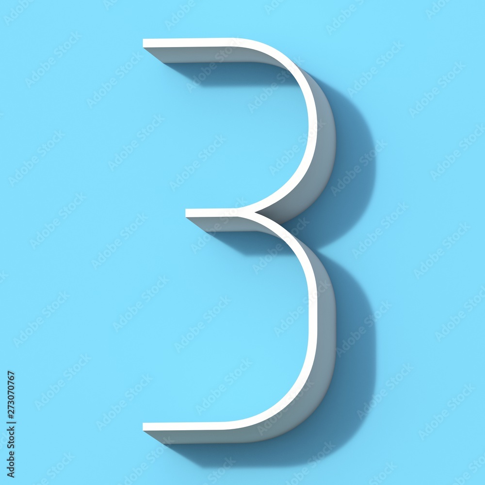 Line font with shadow Number 3 THREE 3D Line font with shadow Number 3 THREE 3D