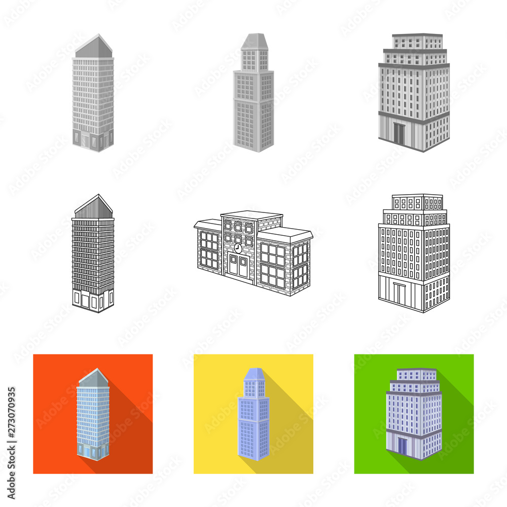 Vector illustration of construction and building symbol. Set of construction and estate stock vector illustration.