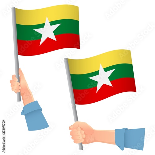 Myanmar flag in hand icon © Visual Content