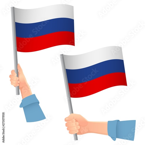 russia flag in hand icon