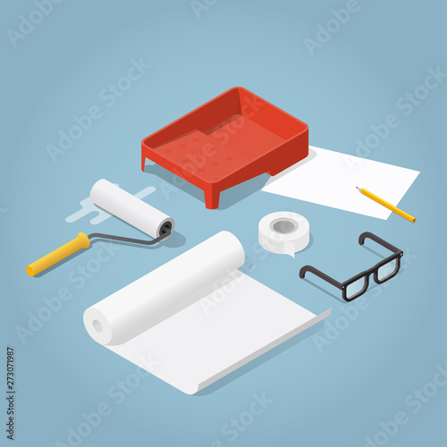 Isometric Home Renovation Illustration