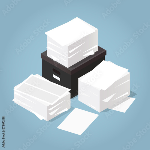 Isometric Office Paper Illustration