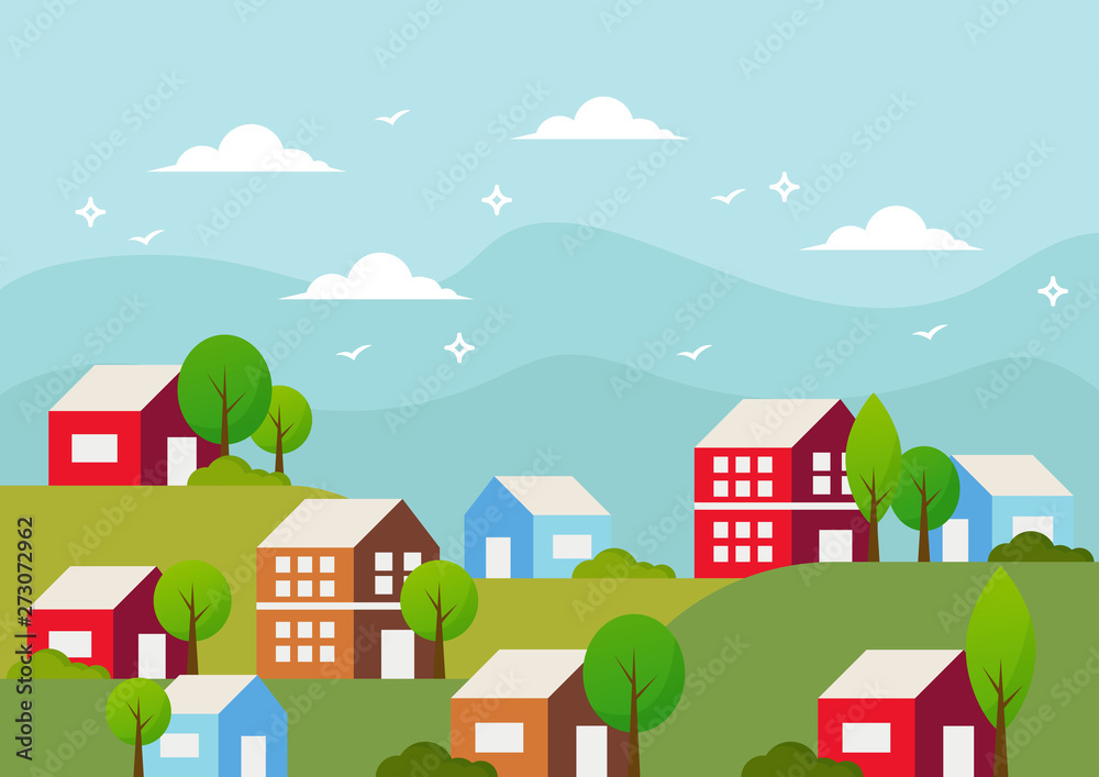 Landscape background with houses