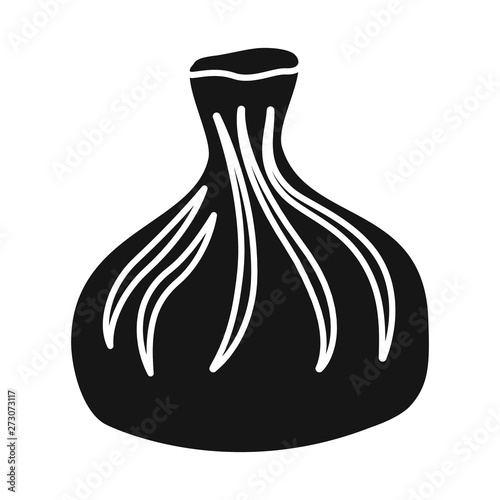 Vector illustration of khinkali and georgian  sign. Collection of khinkali and meat vector icon for stock.