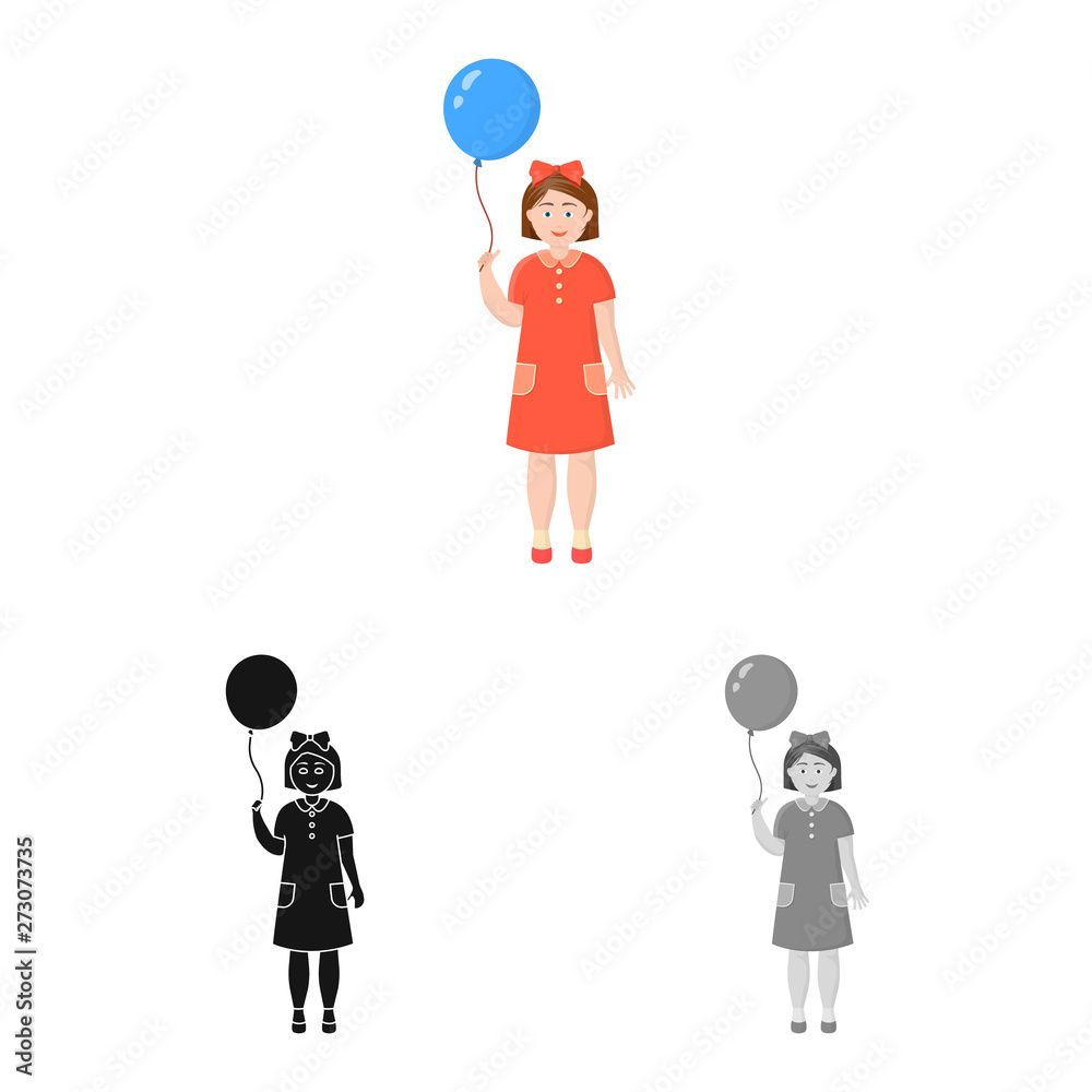 Vector illustration of girl and kid symbol. Collection of girl and young stock symbol for web. Vector illustration of girl and kid symbol. Collection of girl and young stock symbol for web.
