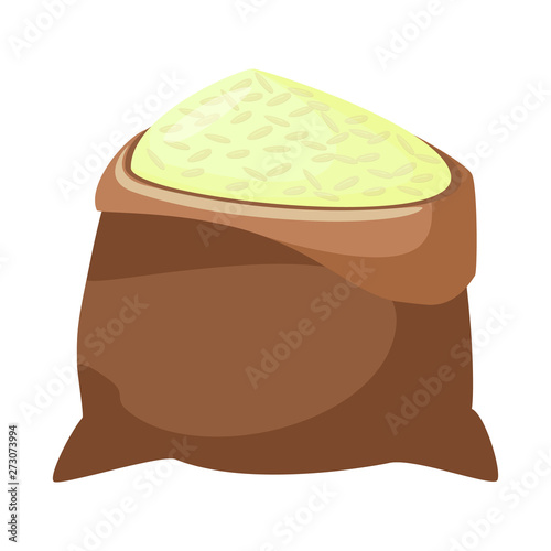 Vector design of bag  and rice icon. Collection of bag  and wholesale vector icon for stock.