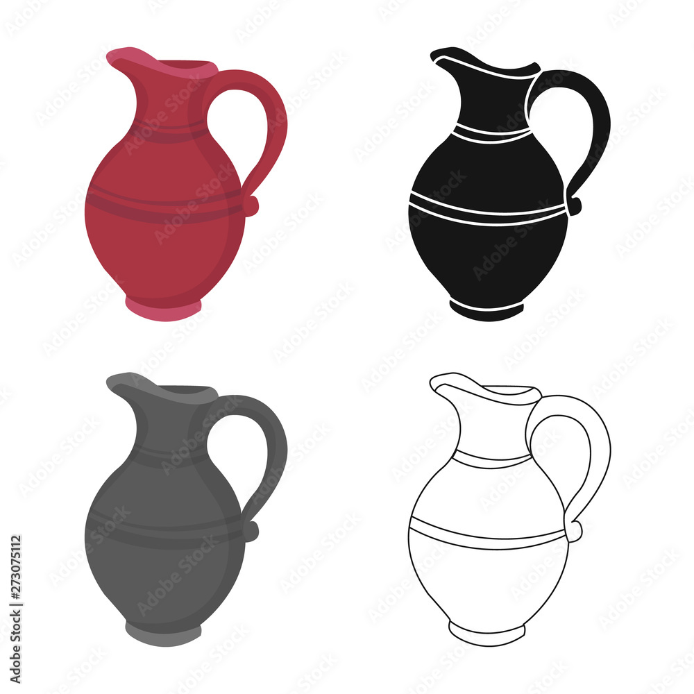 Isolated object of jug and clay symbol. Set of jug and alcohol stock vector illustration.