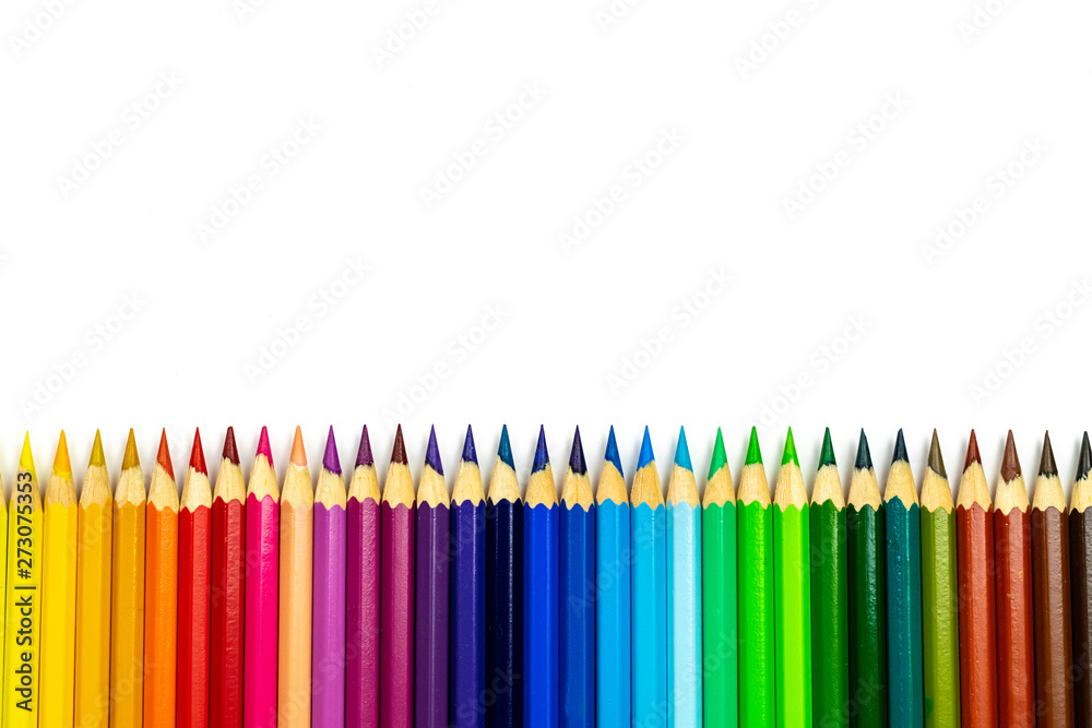 Color pencil with copy space isolated on white background. Education frame concept. Color pencil with copy space isolated on white background. Education frame concept.