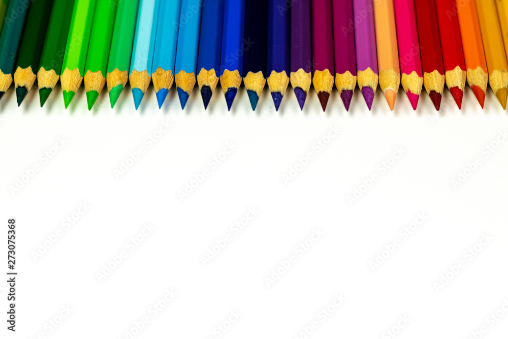 Color pencil with copy space isolated on whtie background,education frame concept. Color pencil with copy space isolated on whtie background,education frame concept.