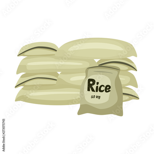 Vector illustration of bag  and rice sign. Collection of bag  and wholesale    vector icon for stock.