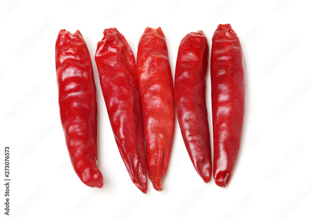 dry red pepper on white background dry red pepper on white background