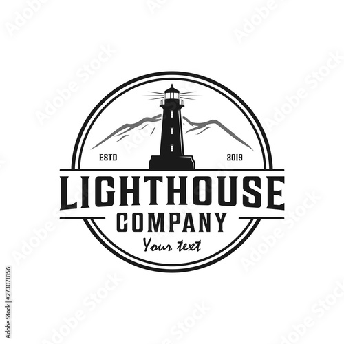 Lighthouse vintage badge logo design