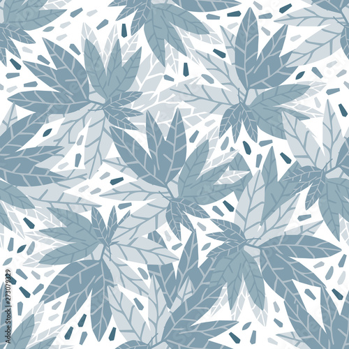 Simple green leaves seamless pattern on white background.