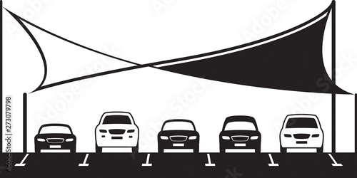 Covered car parking shed - vector illustration
