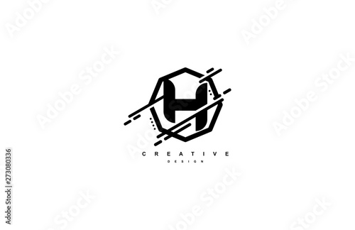 Abstract Letter H Monogram Shape Polygon Logo