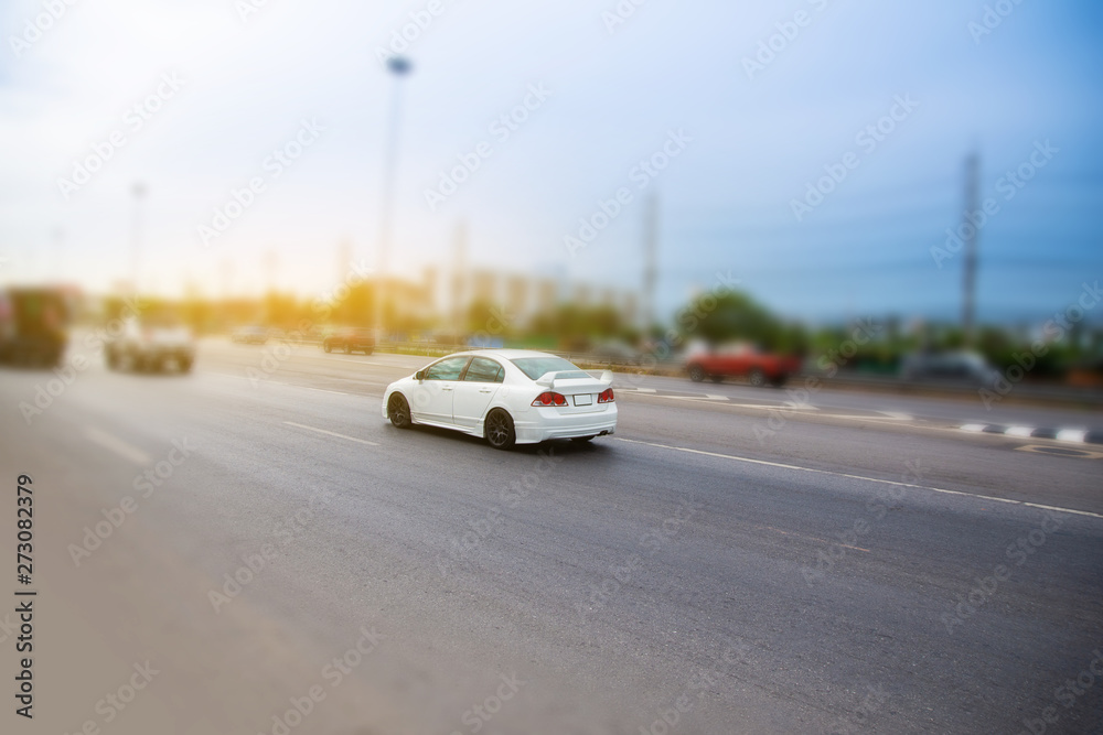 Car driving on highway road,รถยนต์บนถนนทางด่วนบนเส้นทาง