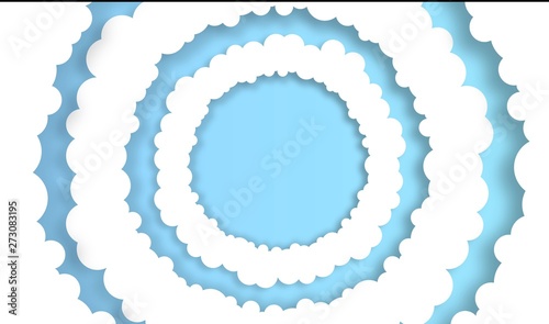 sky with cloud circle shape background, vector ,illustration, paper art style, copy space for text