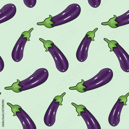 Seamless pattern with eggplants. 