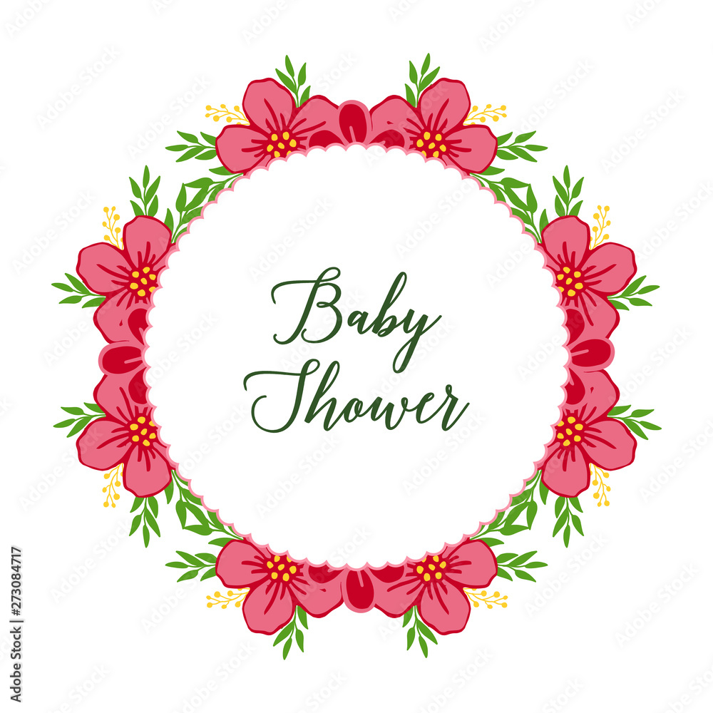 Vector illustration crowd of leaf bouqet frame with poster baby shower Vector illustration crowd of leaf bouqet frame with poster baby shower