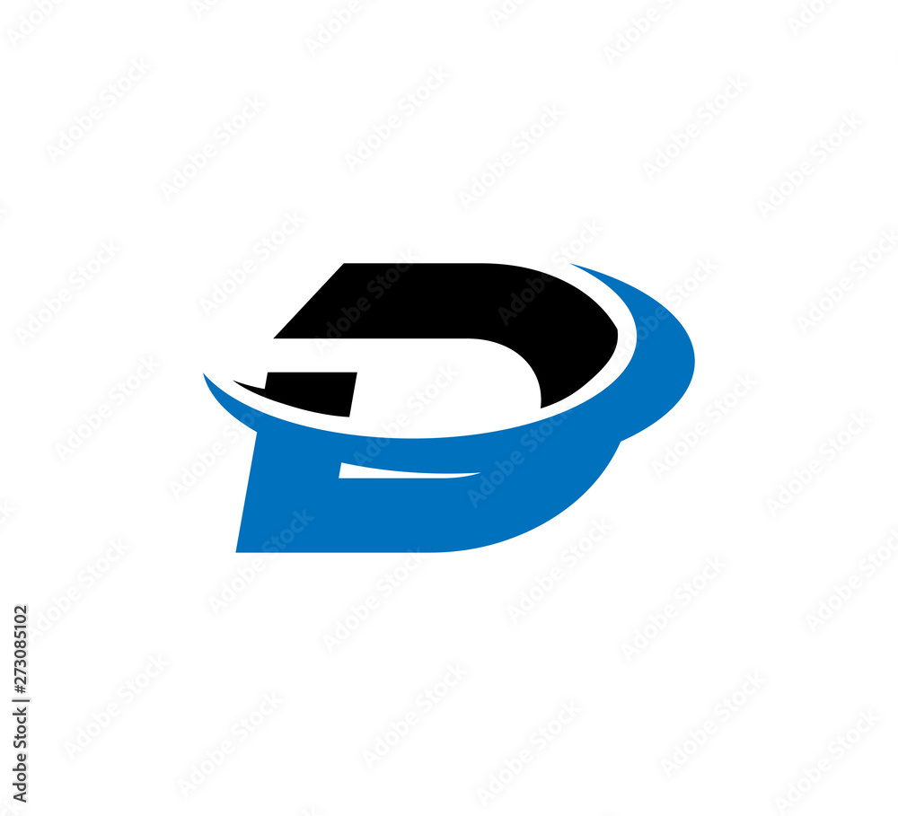 initial logo with slice graphic blue black vector D initial logo with slice graphic blue black vector D