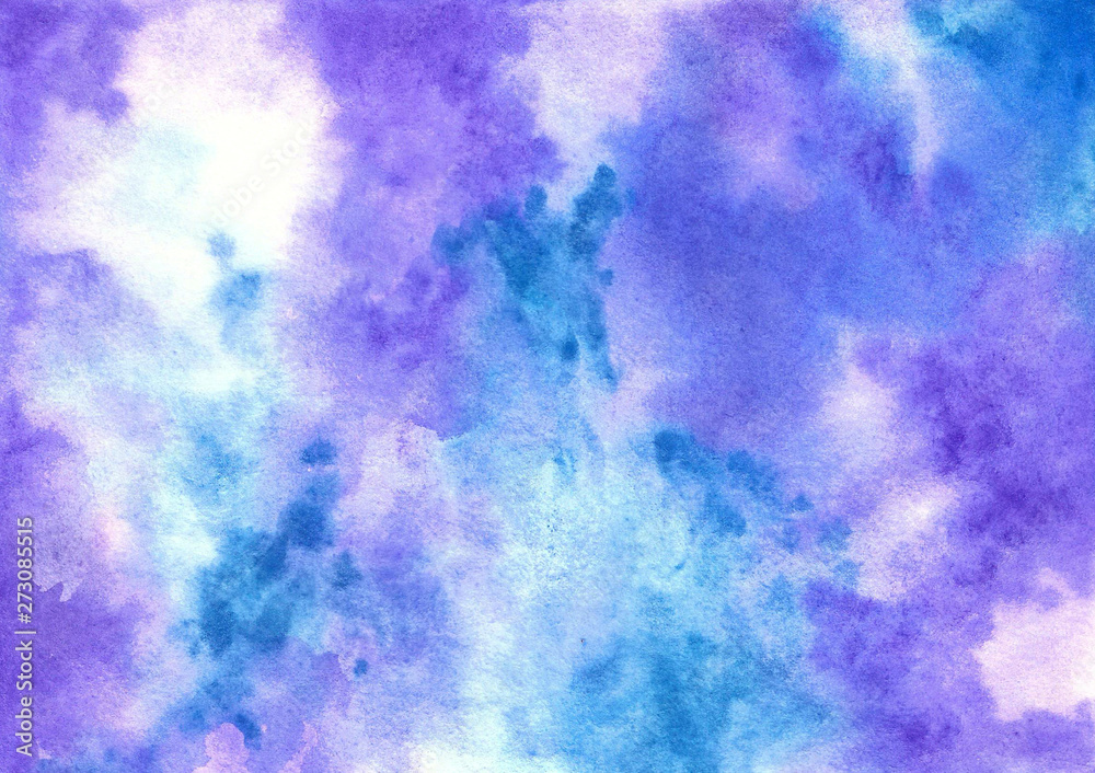 Abstract blue and purple watercolour painting