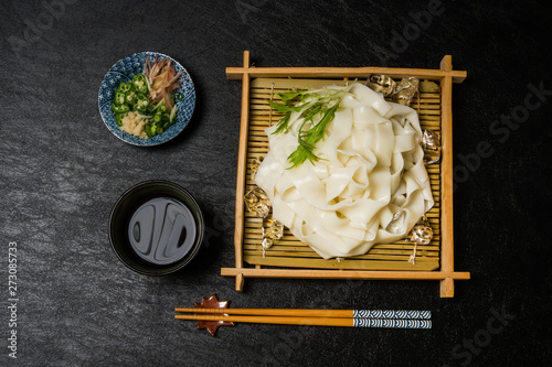 きしめん　(Kishimen) is Japanese Udon noodles  photo