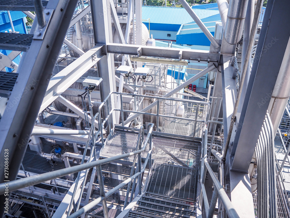 Balustrades on platform in power plant. Balustrades on platform in power plant.