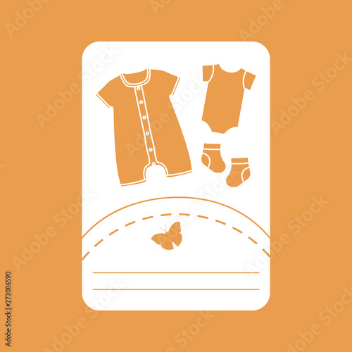 Vector illustration with baby clothes. Slip, socks