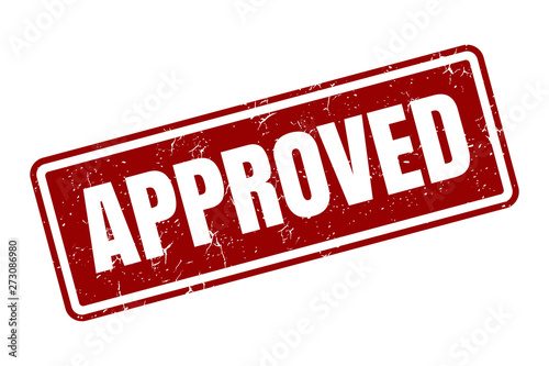 Grunge approved square rubber seal stamp on white background Vector illustration