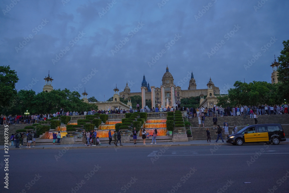 Obraz premium Magic Montjuic Fountain.Water and lights show in Barcelona, Spain