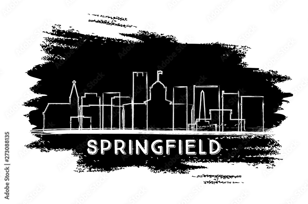 Springfield Illinois City Skyline Silhouette. Hand Drawn Sketch.