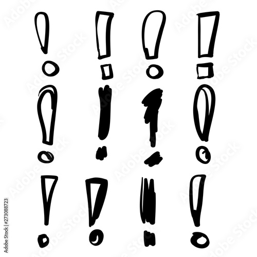collection of handdrawn exclamation mark doodle in cartoon style vector