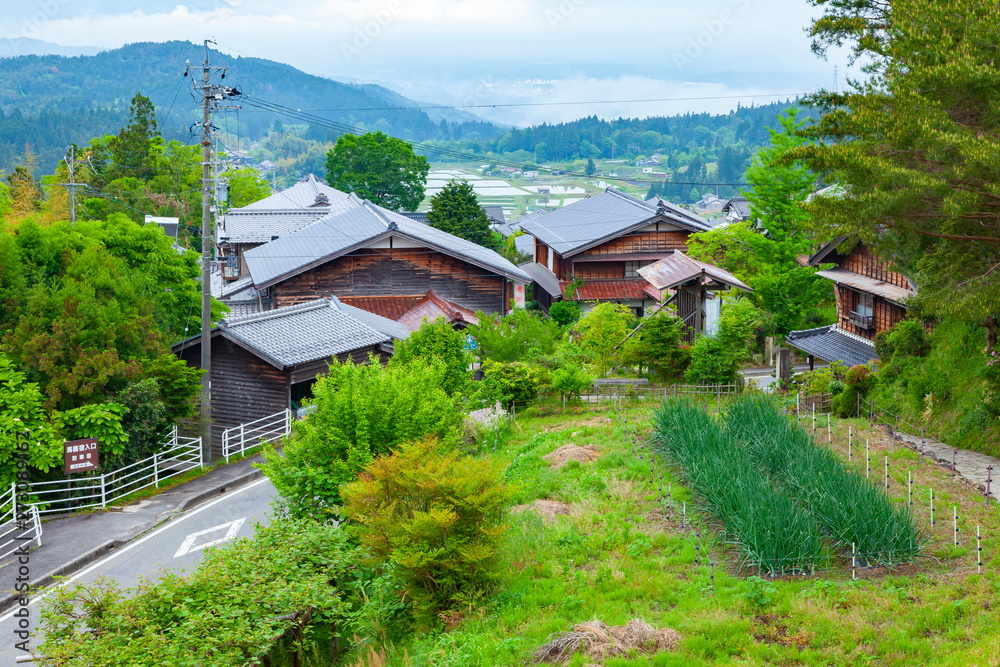 中山道馬籠宿の朝、岐阜県中津川市馬籠にて 中山道馬籠宿の朝、岐阜県中津川市馬籠にて