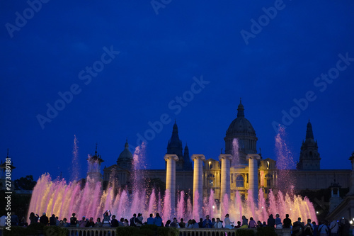 Magic Montjuic Fountain.Water and lights show in Barcelona  Spain