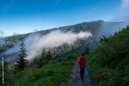 Boy Hiking in the Cascades