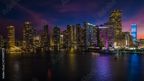Miami Downtown Sunset with lights
