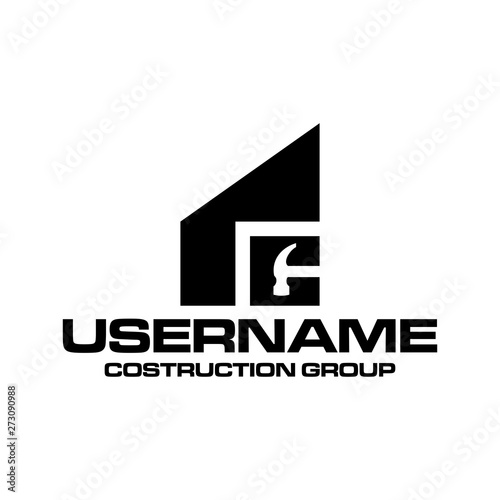 Carpentry hamer logo concept black and white