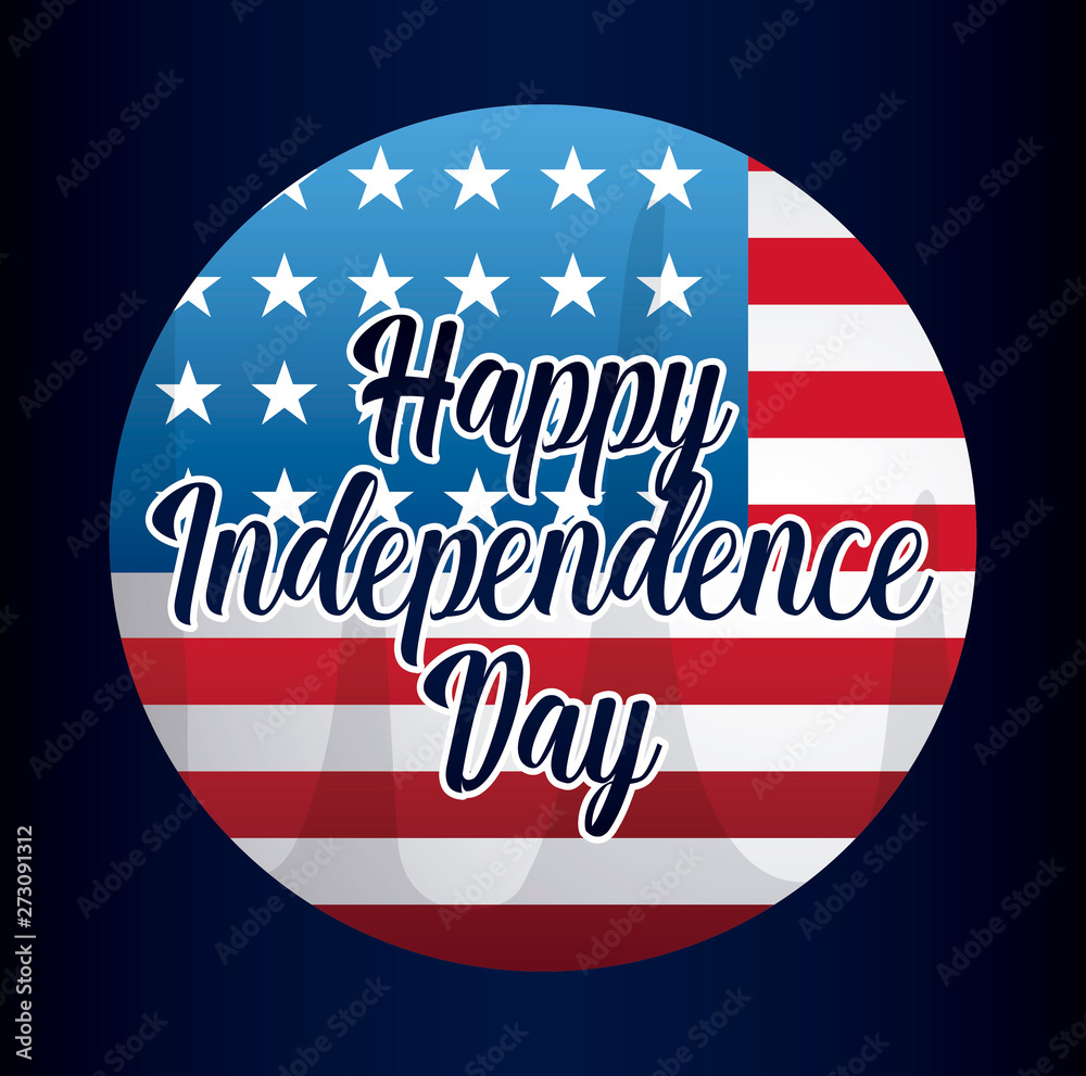 happy independence day card with flag in frame circular