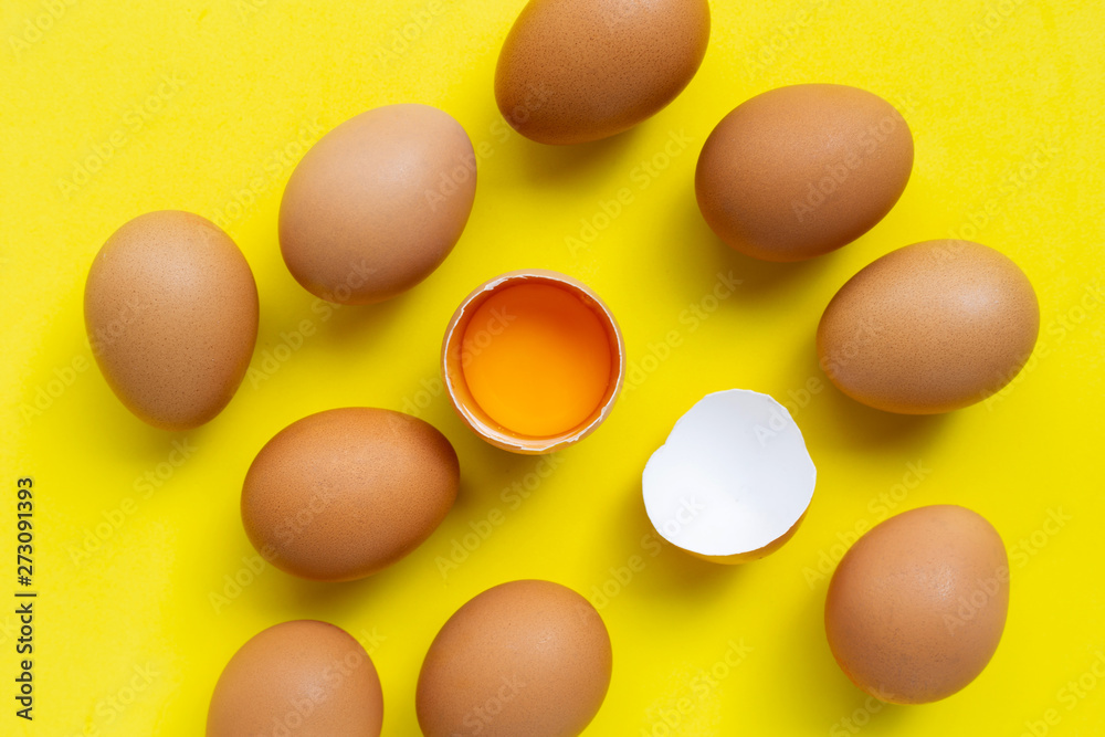 Eggs on yellow background. Eggs on yellow background.