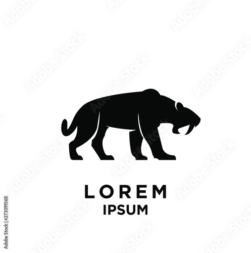 saber tooth logo black logo icon design vector illustration